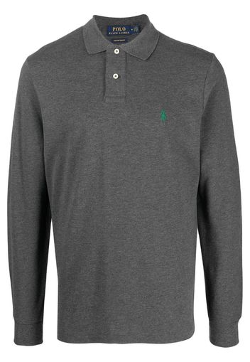 Polo Ralph Lauren embroidered-logo long-sleeve polo shirt - Grau