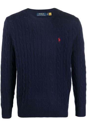 Polo Ralph Lauren logo-embroidered cable-knit jumper - Blau