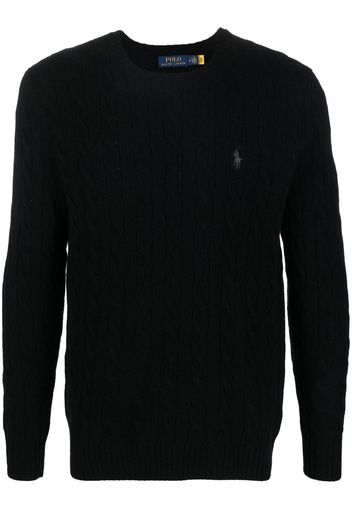 Polo Ralph Lauren logo-embroidered cable-knit jumper - Schwarz