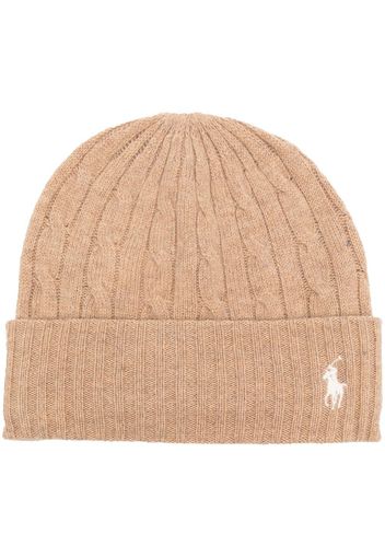 Polo Ralph Lauren embroidered-logo cable-knit beanie - Nude