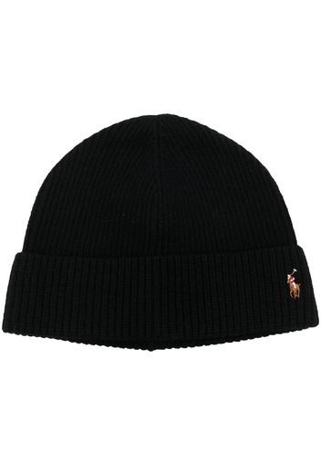 Polo Ralph Lauren embroidered-logo ribbed-knit hat - Schwarz