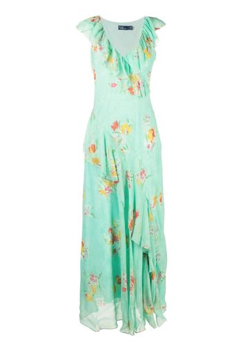 Polo Ralph Lauren floral-print ruffled dress - Blau