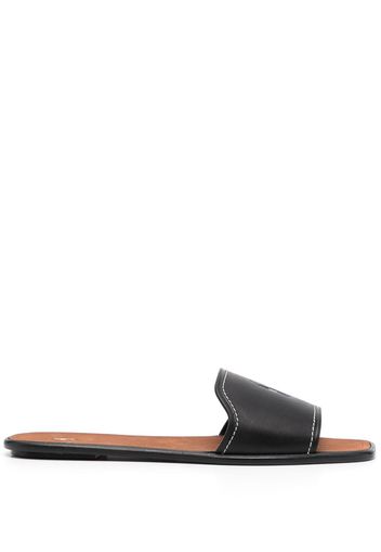 Polo Ralph Lauren debossed-logo leather mules - Schwarz