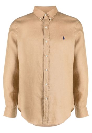 Polo Ralph Lauren logo-embroidery linen shirt - Braun