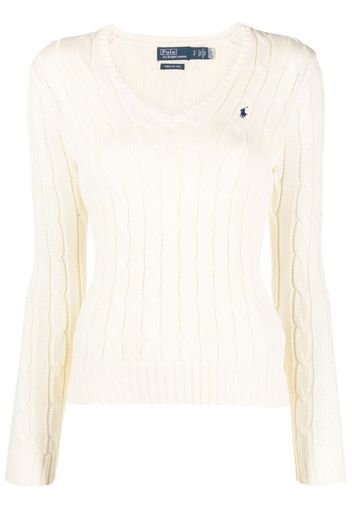 Polo Ralph Lauren embroidered-logo cable-knit jumper - Nude