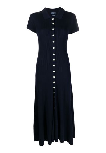 Polo Ralph Lauren ribbed-knit button-up midi dress - Blau