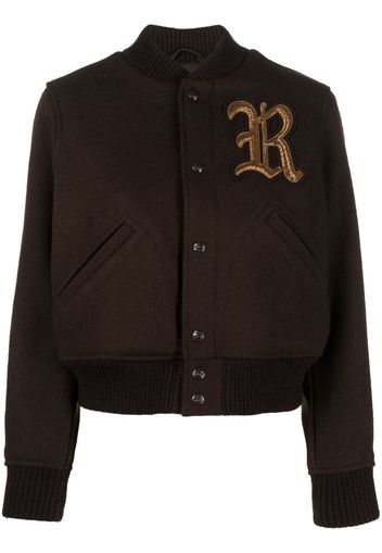 Polo Ralph Lauren logo-patch button-up bomber jacket - Braun