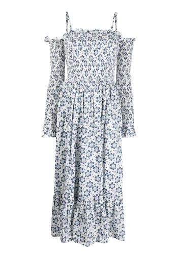 Polo Ralph Lauren floral-print cold-shoulder midi dress - Blau