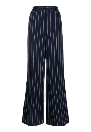 Polo Ralph Lauren pinstriped wide-leg linen trousers - Blau