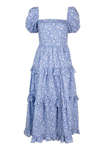 Polo Ralph Lauren floral-print puff-sleeves maxi dress - Blau