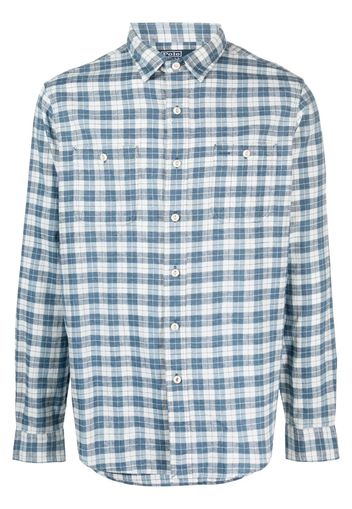 Polo Ralph Lauren check-pattern linen-blend shirt - Blau