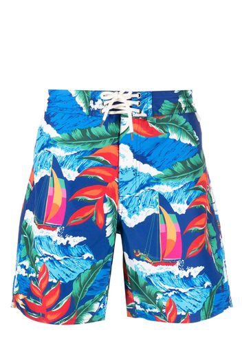 Polo Ralph Lauren floral-print drawstring swim shorts - Blau