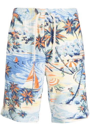 Polo Ralph Lauren Terry Palm-print track shorts - Blau