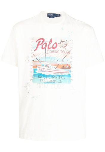 Polo Ralph Lauren graphic-print cotton T-shirt - Nude