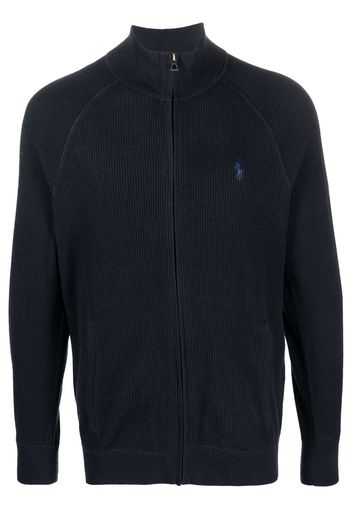 Polo Ralph Lauren embroidered-logo textured zip-up jumper - Blau