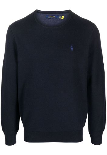 Polo Ralph Lauren embroidered-logo long-sleeve cotton jumper - Blau