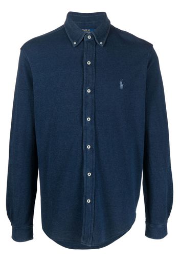 Polo Ralph Lauren embroidered-logo long-sleeve cotton shirt - Blau