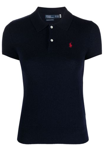 Polo Ralph Lauren logo-embroidered cashmere polo shirt - Blau