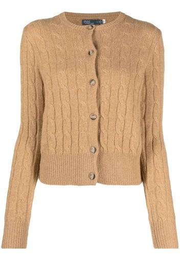 Polo Ralph Lauren Kaschmircardigan mit Zopfmuster - Nude