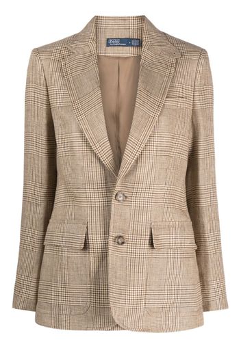 Polo Ralph Lauren single-breated plaid-pattern linen blazer - Braun