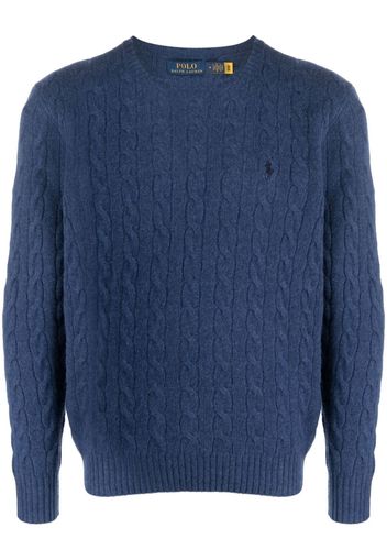 Polo Ralph Lauren embroidered cable-knit jumper - Blau