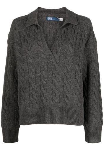 Polo Ralph Lauren split-neck cable-knit jumper - Grau