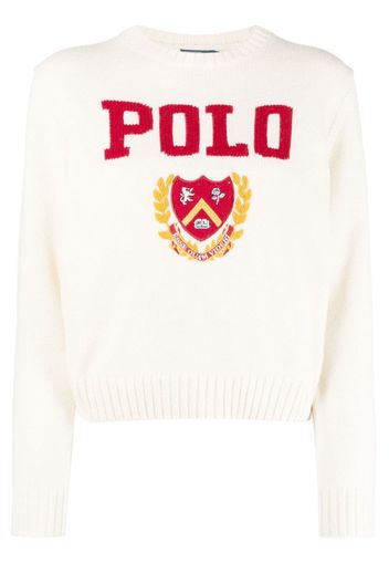 Polo Ralph Lauren logo-intarsia crew-neck jumper - Nude