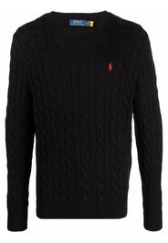 Polo Ralph Lauren logo-embroidered cable-knit jumper - Schwarz