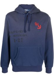 Polo Ralph Lauren anchor-embroidered cotton-blend hoodie - Blau