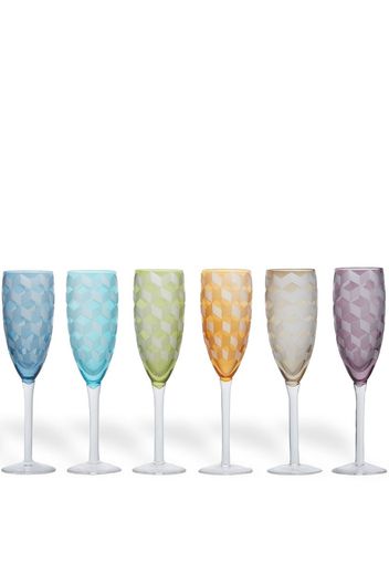 POLSPOTTEN Blocks champagne glasses (set of six) - Blau