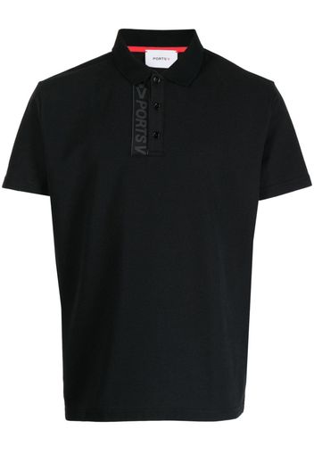 Ports V Poloshirt mit Logo-Streifen - Schwarz