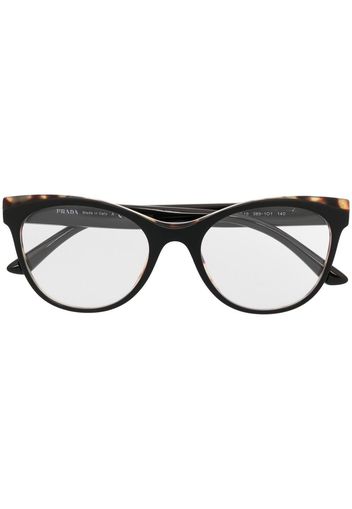 Prada Eyewear Cat-Eye-Brille in Schildpattoptik - Schwarz