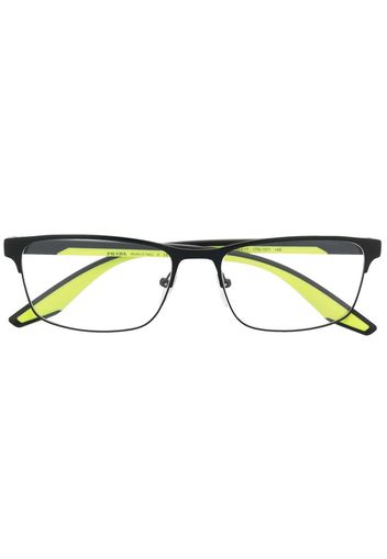 Prada Eyewear Eckige Brille mit Logo-Schild - Schwarz