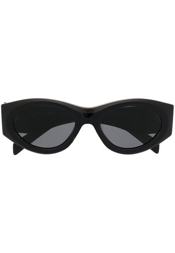 Prada Eyewear triangle-logo oval-frame sunglasses - Schwarz