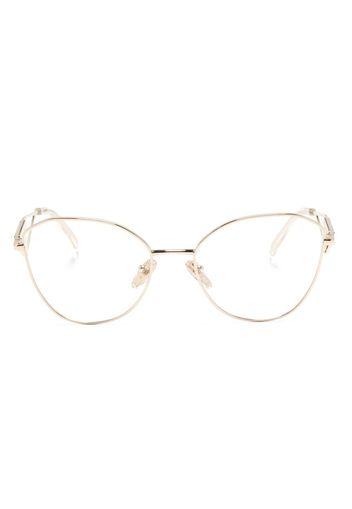 Prada Eyewear logo plaque cat-eye frame glasses - Gold