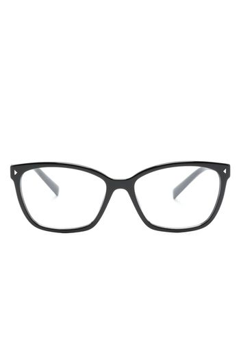 Prada Eyewear Eckige Brille mit Logo - Schwarz