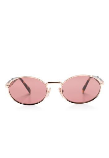 Prada Eyewear logo-engraved oval-frame tinted sunglasses - Gold