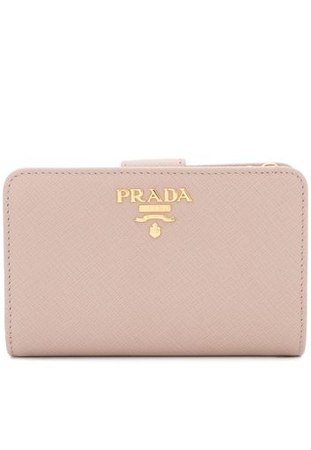 Prada Portemonnaie mit Logo-Schild - Nude