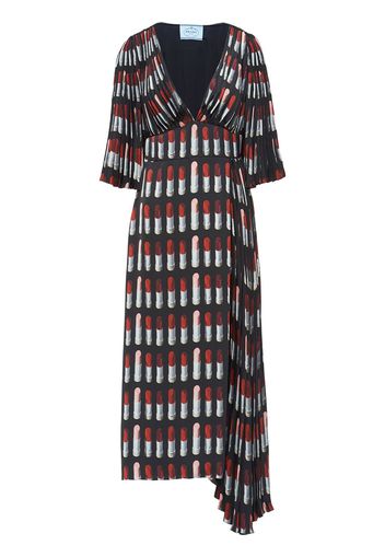 Prada Kleid mit Lippenstift-Print - Schwarz