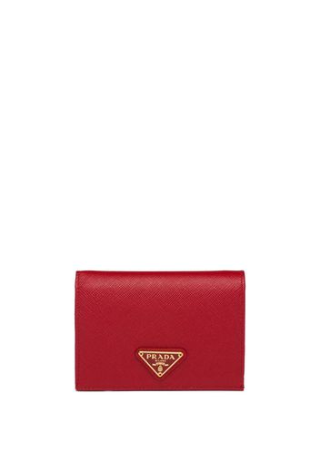 Prada Portemonnaie mit Logo-Schild - Rot