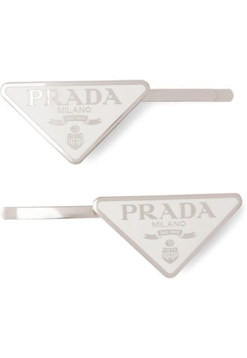 Prada Haarspangen mit Logo - Weiß