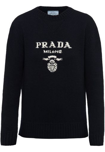 Prada intarsia-knit logo jumper - Blau