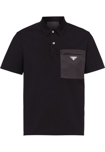 Prada Poloshirt mit Logo-Schild - Schwarz