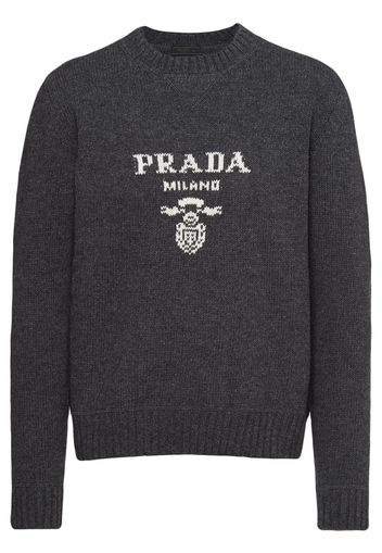 Prada Pullover mit Intarsien-Logo - Grau