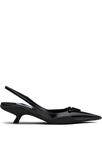 Prada Slingback-Pumps mit Patch - Schwarz