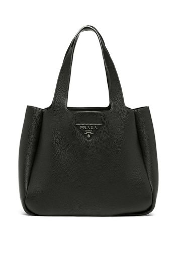 Prada Shopper mit Logo-Schild - Schwarz