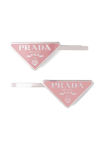 Prada Haarspangen mit Logo-Schild - Rosa