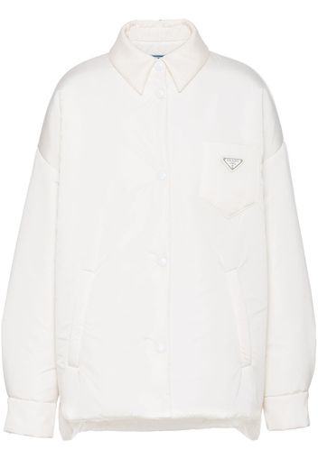 Prada Re-Nylon Jacke in Hemd-Optik - Weiß