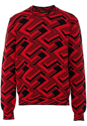 Prada Intarsien-Pullover mit geometrischem Muster - Rot