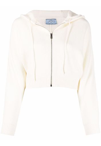 Prada Cropped-Hoodie - Weiß